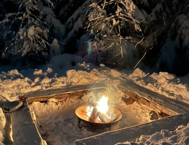 Feu de camp privé à 50 mètres du chalet